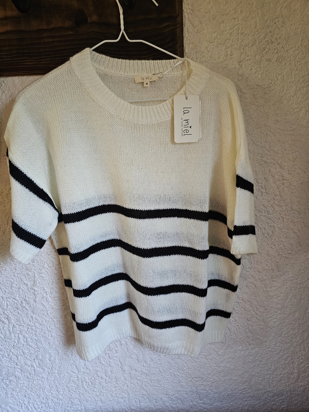 White and Black Striped Women’s Sweater